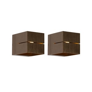 Sada 2 chytrých nástěnných lamp tmavě bronzová 9,7 cm vč. Wifi G9 - Transfer Groove