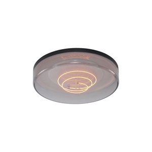 Stropní svítidlo černé s kouřovým sklem 35,5 cm včetně stmívatelné LED - Fira