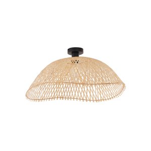 Stropní svítidlo v art deco stylu, černé s přírodním bambusovým stínítkem 60 cm - Alka