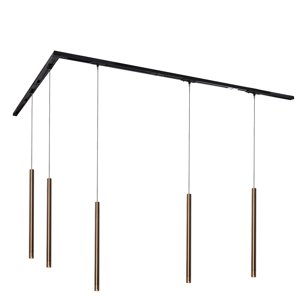 Moderní kolejnicový systém s 5 závěsnými svítidly tmavě bronzový 1-fázový - Iconic Frini