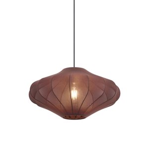 Závěsné svítidlo Japandi hnědé s látkovým stínidlem 50 cm - Plu