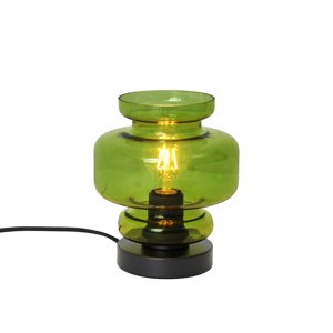 Retro stolní lampa černá se zeleným sklem - Denise