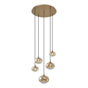 Závěsné svítidlo Art Deco zlaté s jantarovým sklem - Jia