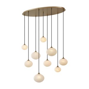 Závěsné svítidlo Art Deco zlaté s opálovým sklem 9-světel - Yani