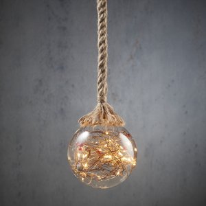 Deco bal transparant met touw incl. LED - Blitzen