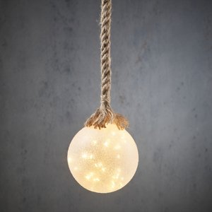 Deco bal wit met touw incl. LED - Blitzen