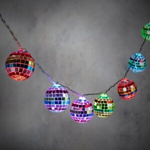 Lichtsnoer met discoballen 4cm incl. LED 1,5m 10-lichts - Dancer
