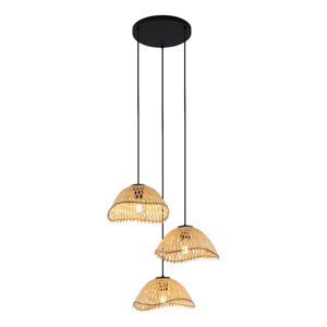 Boho závěsné svítidlo černé s bambusovými detaily 3-světlo - Lily