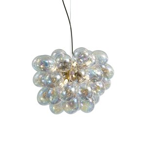 Závěsné svítidlo Art Deco zlaté s duhovým sklem 50cm 8-světelné - Uvas