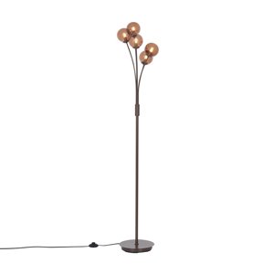 Designová stojací lampa bronzová s bronzovým sklem 5-světel - Atény