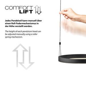 Závěsné svítidlo černé včetně stmívatelného LED 2-světlo s dálkovým ovládáním Easy Lift - Esko