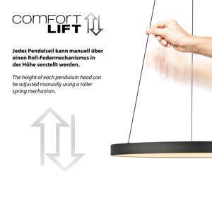 Designové závěsné svítidlo černé včetně stmívatelné LED Easylift - Hoop