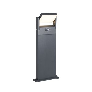 Venkovní sloupkové svítidlo tmavě šedé s pohybovým senzorem 60 cm IP54 solární - Judge
