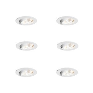 Sada 6 zapuštěných bodových svítidel bílá 6,8 cm vč. LED 750 lm stmívatelná IP65 - Gaius