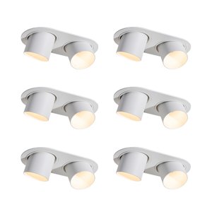 Sada 6 zapuštěných bodových svítidel bílá GU10 50mm 2-světlo - Installa