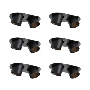 Set van 6 inbouwspots zwart GU10 70mm kantelbaar 2-lichts - Installa