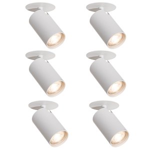 Sada 6 moderních zapuštěných bodových svítidel bílá GU10 50mm - Chels