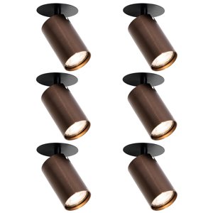Sada 6 moderních zapuštěných bodových svítidel tmavě bronzová GU10 50mm - Chels