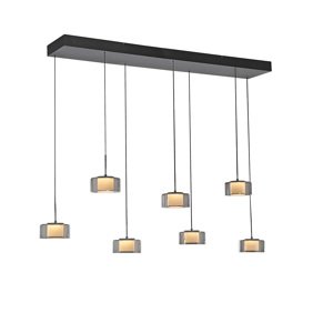 Závěsné svítidlo černé s kouřovým sklem vč. LED 7-světel Easylift - Rika