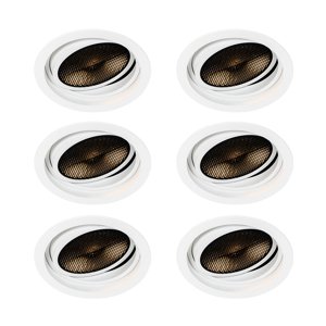 Sada 6 moderních zapuštěných bodových svítidel bílá nastavitelná - Coop 111 Honey