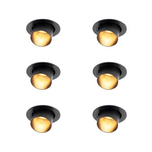 Sada 6 moderních zapuštěných bodových světel černá kulatá naklápěcí - Installa