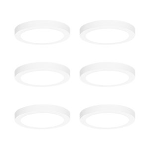 Sada 6 zapuštěných nebo povrchových bodových svítidel bílá 18 cm vč. LED 3-krokové stmívání do tepla - Trans