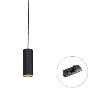 Designové závěsné svítidlo černé vč. adaptéru na kolejnici 1-fázové - Iconic Tubo