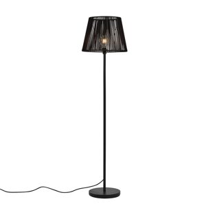 Venkovní stojací lampa černá s černým lanovým stínidlem IP44 - Virginia Jayla
