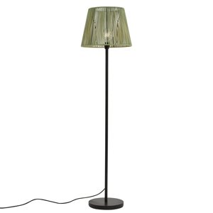 Venkovní stojací lampa černá se zeleným lanovým stínidlem IP44 - Virginia Jayla